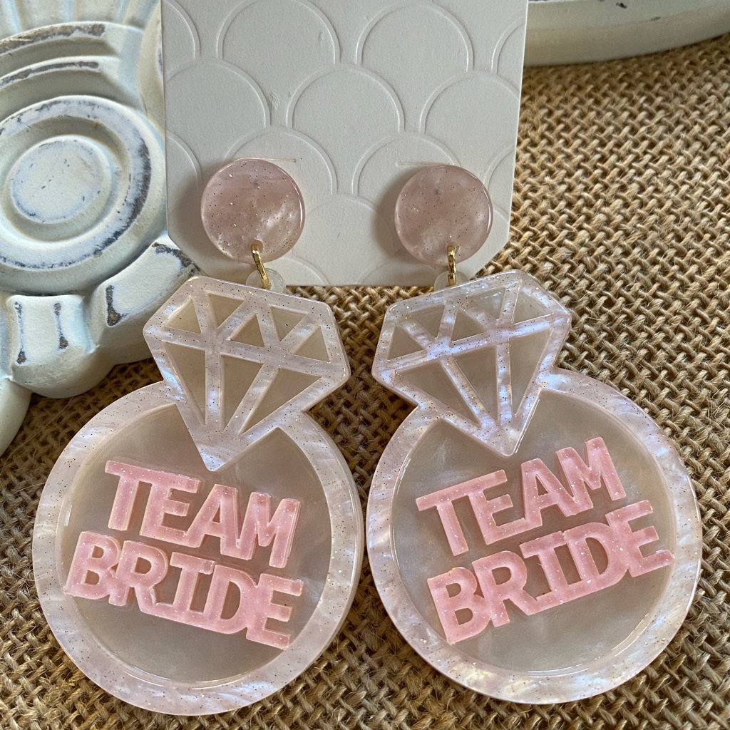 Team Bride & Bride Earrings 3 Pair Included(Set Of 2 Team Bride & 1 Bride)